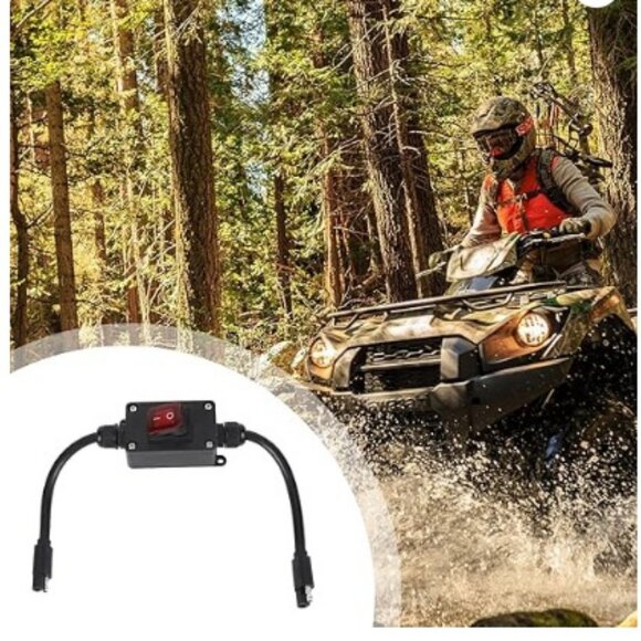 Inline 12V Power Switch, Briidea IP65 Waterproof SAE connector with LED light - Picture 3 of 7